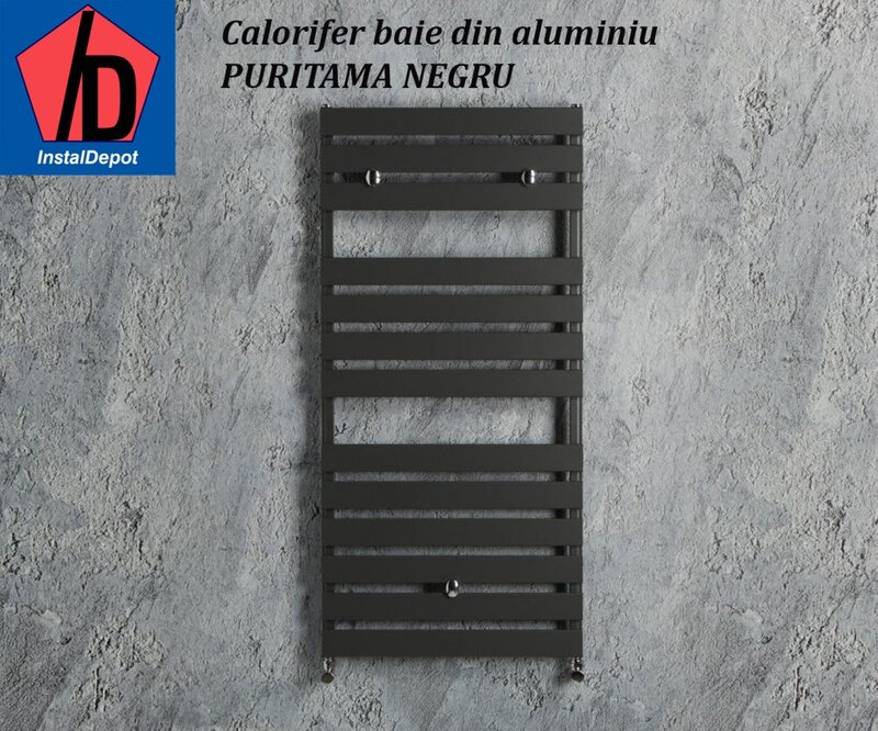 Calorifer de baie aluminiu Puritama 476x 780 negru RAL 9005